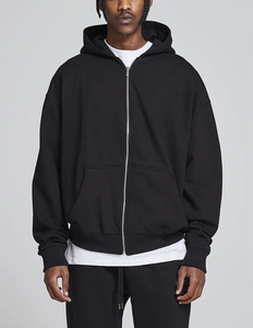 Sweat à capuche unisexe personnalisé 6XL à fermeture éclair, motif brodé 3D épais, molleton en tissu éponge français, double couche, uni, 100% coton, hiver - Product Image 5