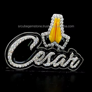 Collier pendentif lettre en diamant VVS D en argent sterling 925 pour hommes et femmes, plaqué or, style glacé hip hop pour les fêtes - Product Image 3