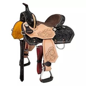 Selle d'équitation anglaise avec conception d'outillage manuel Selle de course de baril confortable Selle de cheval - Product Image 1