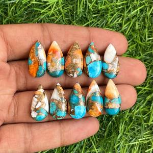 Natural Copper Turquoise Pear Cabochon Lot for Jewelry Making Ring Pendant and Bracelet - Product Image 1