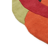 Hochwertiger Mehrfarbiger 100% Woll-Handgetufteter Moderner Blumenteppich für Zuhause, Gebet und Küche - Haustierfreundlich & Waschbar