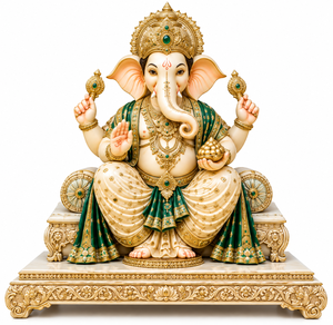 Grand Peacock Ganpati Entrance pour Mariages Hindous, Décoration Traditionnelle de Mariage Ganesha, Accessoire de Décoration Florale, Toile de Fond Haldi, Fibre UK - Product Image 4