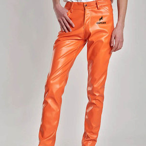 Traje de moda Pantalones casuales de cuero para pantalones de cintura con logotipo impreso personalizado Pantalones de cuero para hombres hechos de Sialkot - Product Image 2