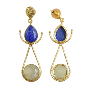 Pendientes Elegantes con Piedras Preciosas, con Gotas de Piedras Preciosas Finas, Recubrimiento Dorado Brillante y Joyería de Primera Calidad - Product Image 5