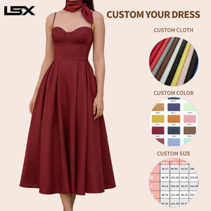 <span class=keywords><strong>Vestido</strong></span> de Verano de Lujo Personalizado para Mujer, Elegante <span class=keywords><strong>Vestido</strong></span> Midi de Satén para Fiesta o Noche - Product Image 2