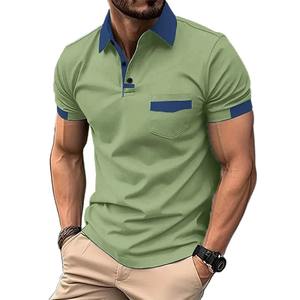 Chemises Polo à Manches Courtes pour Hommes d'Été Couleur Unie Respirantes Décontractées Chemises Basiques pour Hommes Hauts Légers avec Poches - Product Image 3