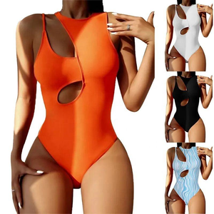 2025 High Waist Bodysuit <b>Women</b> Sexy One-Piece Swimwear Beachwear Bathing Suit Plus Size Swimsuit Front High Quality - Product Image 4