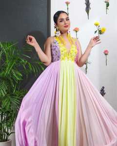 Indio más vendido hermoso último amarillo Rosa exclusivo último vestido para boda fiesta nupcial étnico mujeres niñas desgaste - Product Image 3