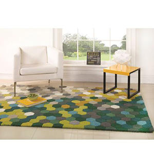 Tapis en laine moderne multicolore tufté à la main de couleur unie antidérapant réversible à poils hauts lavable pour la maison ou le pique-nique - Product Image 4