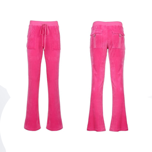 Noir Arc Brodé Zip À Travers Classique Velours À Capuche Et Pantalon Survêtements Noir Classique Velours Costumes Avec Avec Poche Kangourou - Product Image 3