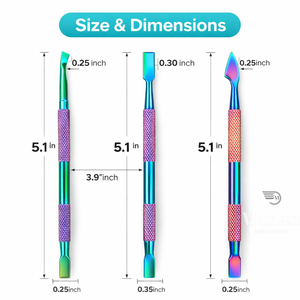 Juego de 3 Piezas de Empujadores de Cutículas de Acero Inoxidable Plateado con Estuche de Cuero, Kit de Herramientas para Manicura y Pedicura - Product Image 3