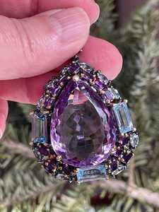 Amethyst <b>Crown</b> Pendant 925 Sterling <b>Silver</b> Black Rhodium Gold Plated Classic Wedding Luxury Statement Jewelry Gift - Product Image 4