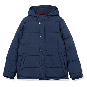 Plus Size <b>Men's</b> <b>Navy</b> <b>Quilted</b> Hooded Bomber <b>Jacket</b> Casual Winter Warm Thick Zipper Closure Regular Fit Solid Color Quick Dry High - Product Image 1