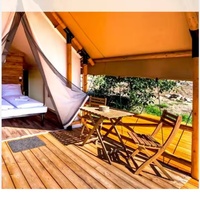 Tente de Glamping Safari de Luxe pour la Famille, Tente à Poteaux en Toile Imperméable pour l'Été, pour Villa d'Extérieur, Resort, Lodge ou Hôtel Safari