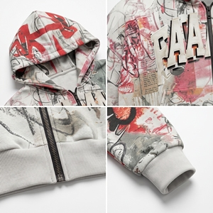 เสื้อฮู้ดดี้ผู้ชายคุณภาพสูง เสื้อสเวตเชิ้ตแบบ unisex ทรงโอเวอร์ไซส์ มีซิป/แบบสวมหัว พร้อมโลโก้สั่งทำ เสื้อฮู้ดดี้ผ้าคอตตอนหนาน้ำหนักมากสำหรับผู้ชาย สั่งทำได้ - Product Image 6
