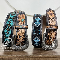 ODM OEM, ceintures perlées en cuir usiné à la main de conception de mode personnalisée, ceintures pour hommes et femmes d'affaires, ceintures de luxe à boucle ardillon en cuir véritable