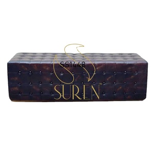 Puf otomano tapizado de cuero envejecido de alta calidad, muebles de sala de estar, precio de mercado mayorista - Product Image 1