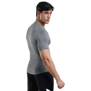 <b>Men</b> Compression T-Shirt Polyester Spandex <b>Stretch</b> Slim Fit Front Logo Gym Workout Athletic Training Quick Dry Breathable Wear - Product Image 4