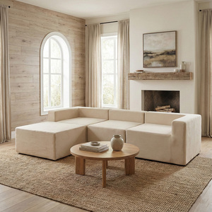 Conjunto de Sofá Seccional Modular Moderno, Tapizado en Tela, 3 Piezas, Otomana Personalizable, para Sala de Estar, Apartamento, Escuela - Product Image 1