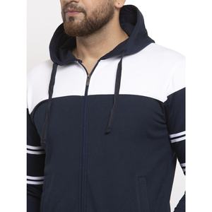 Vêtements de sport personnalisés coupe ajustée survêtement blanc pour hommes coupe musculaire survêtements de sport respirants en coton et polyester à fermeture éclair - Product Image 4