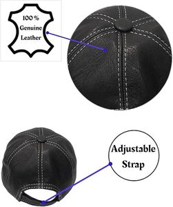 Casquette de baseball réglable en cuir de mouton véritable naturel pour adultes pour les scènes décontractées et extérieures - Product Image 4