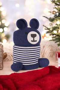 Decorative Teddy Shaped Cotton Rope Storage Basket Baby Laundry Hampery <b>Kids</b> Toy Organizer with Clothing Use Playroom Basket - Product Image 3