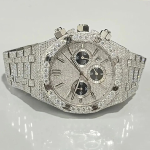 Reloj de Lujo con Diamantes Cultivados en Laboratorio, Reloj con Incrustaciones de Diamantes, Reloj de Hombre con Bisel de Acero Inoxidable, Joyería de Rapero, Reloj de Pulsera Hecho a Mano de Alta Calidad - Product Image 5