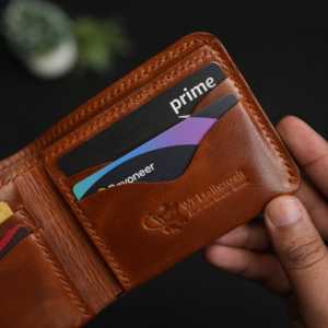 ไม่ใช่. กระเป๋าสตางค์แบบพับสองตอน 81 ใบ ทำด้วยมือ คลาสสิก ตกแต่งด้วยการเย็บแบบเต็มหนัง ทำจากหนังฟูลเกรนสีน้ำตาลวินเทจ - Product Image 2