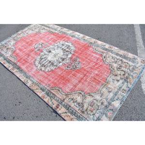 Tapis Vintage en Laine Turque 4.7 X 8.3ft Grande Surface Rouge Beige Patchwork Design avec Support en Latex pour Couloir ou Chambre - Product Image 4