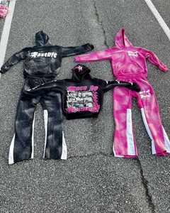 OEM Custom Embroidery Hoodies Cotton <b>Cropped</b> Hoodies Jogger <b>Pants</b> Tracksuits Sweatsuit Hoodie and Sweatpants Set for <b>Men</b> - Product Image 2