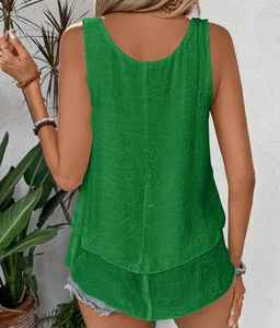 Blusa sólida con cuello redondo, elegante blusa fruncida de manga corta para primavera y verano, ropa de mujer - Product Image 6