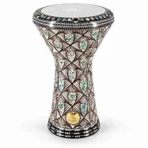 Darbuka Gawharet El Fan de 22 cm con Mosaico de Perlas Azules - Doumbek Egipcio Hecho a Mano - Product Image 1