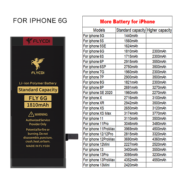 FLYCDI Wholesale Replacement Factory Accessories 1810mAh Rechargeable Li-ion Battery for 6 6G 6S 6P 6Plus 6S Plus Stock