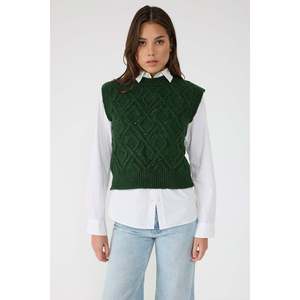 Suéter de Punto sin Mangas con Patrón Geométrico Informal, 100% Acrílico - Product Image 4