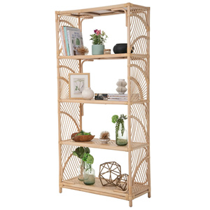 Étagère à livres en rotin naturel Sunrise avec 4 étagères, unité d'étagères de présentation autoportante, étagère de rangement, Nhat Minh, Vietnam - Product Image 6