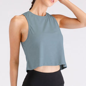 Top corto de algodón Premium de gran tamaño con cuello redondo liso para mujer al por mayor con estilo al mejor precio y hombros descubiertos logotipo personalizado - Product Image 2