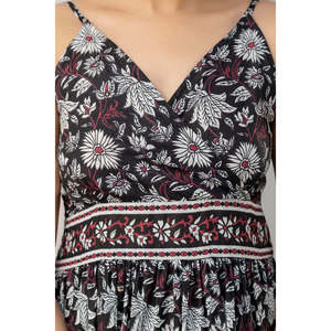 Dress-SHKUP1445แมกซี่แขนกุดทรงพอดีตัวพิมพ์ลายดอกไม้สีดำ - Product Image 2