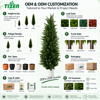 Arbre topiaire artificiel en cèdre de 120 cm, plante artificielle en pot, pot blanc, matériau PE, résistant aux UV, pour la décoration intérieure et extérieure