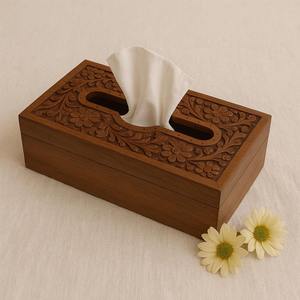 Porte-mouchoirs en bois de manguier fait à la main pour décor de chambre à coucher offrant un aspect naturel avec un toucher lisse et une construction durable - Product Image 6