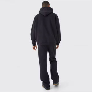 Custom <b>Distressed</b> Embroidered Acid Washed Hoodie and Sweat Pants Set Flared Stacked Tracksuit Sweatsuits with Flare Pants - Product Image 2