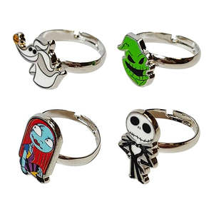 Venta al por Mayor de Joyería Gótica Jack Sally, Juego de 4 Anillos Ajustables, Anillos Góticos de Jack Skellington, Pesadilla Antes de Navidad, Edades 4+ - Product Image 1