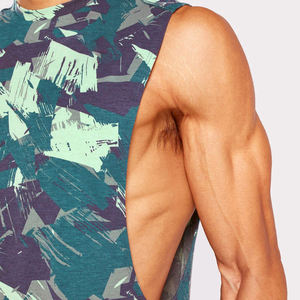 Camiseta sin mangas de gimnasio con estampado de logotipo personalizado de alta calidad para hombre, transpirable camiseta sin mangas de punto de fibra de bambú/algodón informal de nuevo estilo - Product Image 5