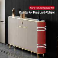Buffet de luxe moderne à cannelures avec plateau en pierre frittée, portes en MDF peintes, corps en contreplaqué – Idéal pour salle à manger, salon, hôtel