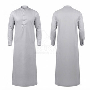 Refined Cotton Arabic <b>Thobe</b> for <b>Men</b> Elegant Traditional Breathable Lightweight Long Sleeve Ankle Length Design with Crew Neck - Product Image 6