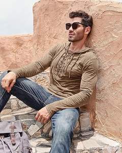 Hauts décontractés personnalisés pour hommes pour vêtements d'extérieur-Pulls à capuche vintage à manches longues de couleur unie | Fabricant - Product Image 2