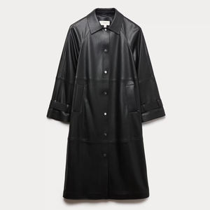 Gabardina Clásica de Cuero Genuino para Mujer, Larga, Ecológica, Resistente al Viento, Diseñada para el Invierno y Uso Diario - Product Image 1