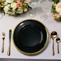 13 Zoll Goldrand Perlenbesetzte Dekorative Platzteller Mehrfarbig Kunststoff Acryl Umweltfreundlich Langlebig für Hochzeit Dinner Party