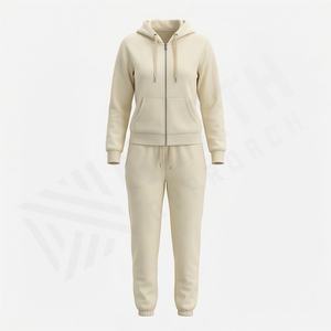 Conjuntos Deportivos de Felpa de Algodón Puro para Mujer, Elegantes, con Etiqueta de Logotipo Personalizable, de Alta Calidad, Suaves y Cálidos para Gimnasio - Product Image 1