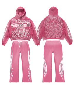 Conjunto de Dos Piezas Casual Vintage de Hip Hop para Hombre, Pantalones Joggers con Cintura Ajustable con Cordón, Sudadera con Estampado Digital de Letras Grandes, 100% Algodón - Product Image 5