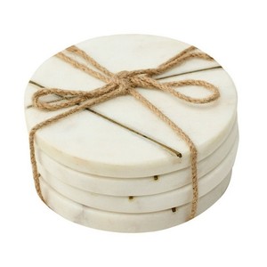 Marble <b>and</b> Mother of Pearl Inlay <b>Coasters</b> <b>Set</b> Tea <b>and</b> Coffee Tabletop Pad for Bar Occasions - Product Image 5